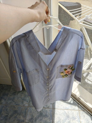 Moutaki Shirt With Embroidery Like New, Blue, Size L