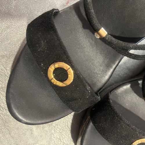 Platform sandals Black & Gold size 39 like new, synthetic suede