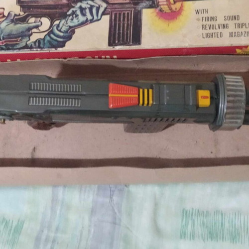 Space Ruler Machine Gun new tin toy 1960s Horikawa Japan