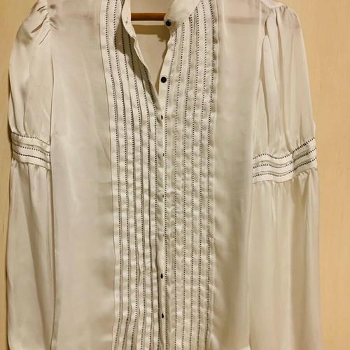 Zara satin shirt like new with embroidery and mao collar