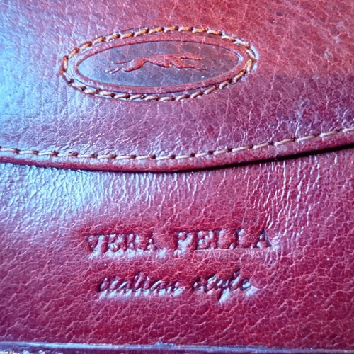 Men's leather wallet brown new with Italian style VERA PELLA
