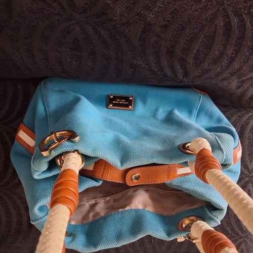 Michael Kors blue canvas shoulder bag
