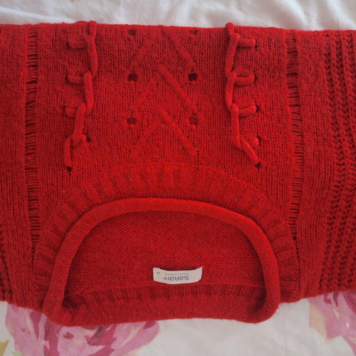 Sarah Lawrence red knitted openwork sweater, size M