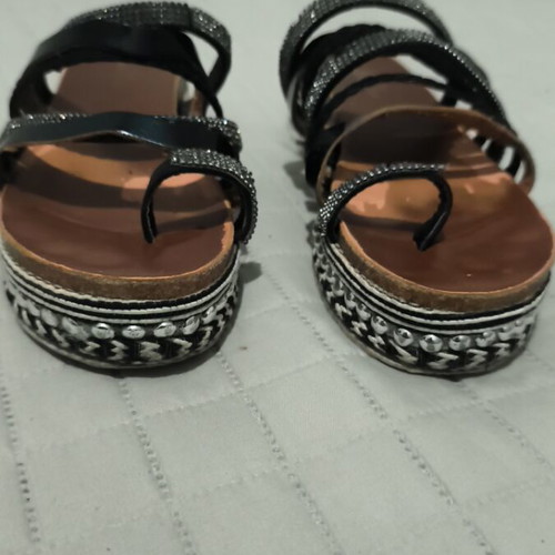 Bozikis summer platform sandals with decorated sole, black, size 38