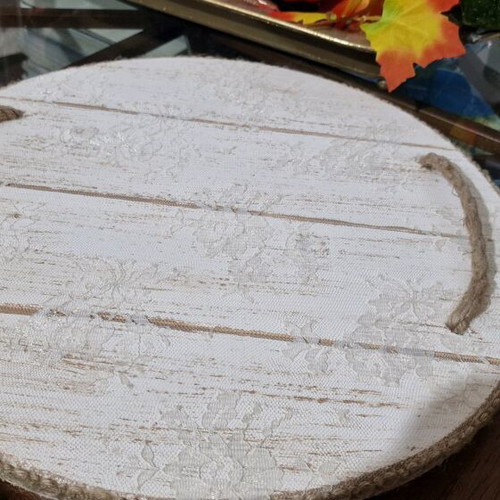 Decorative wooden tray with rope handles, new