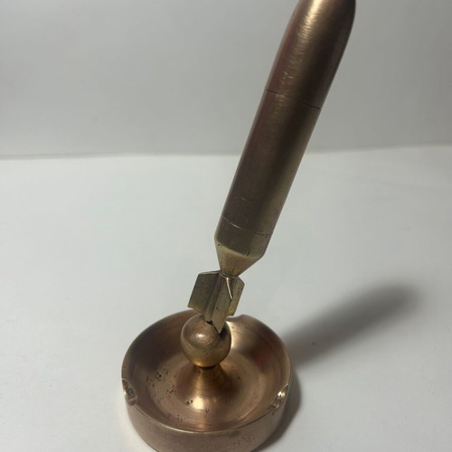 Bronze bullet-shaped ashtray lighter used