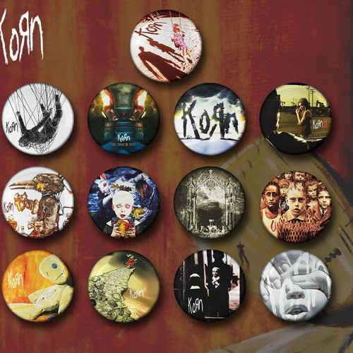 KORN set of 14 pins 2.5cm and Follow the Leader poster new