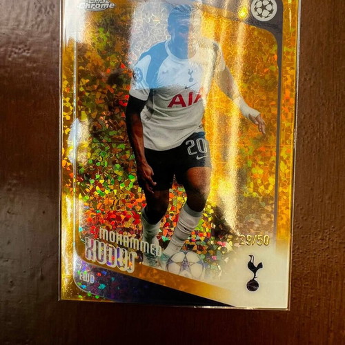 Topps Chrome UEFA 2025-26 Mohammed Kudus Tottenham Gold Shimmer Refractor like new