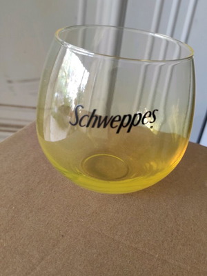 Schweppes glasses new, set of 6 with yellow base
