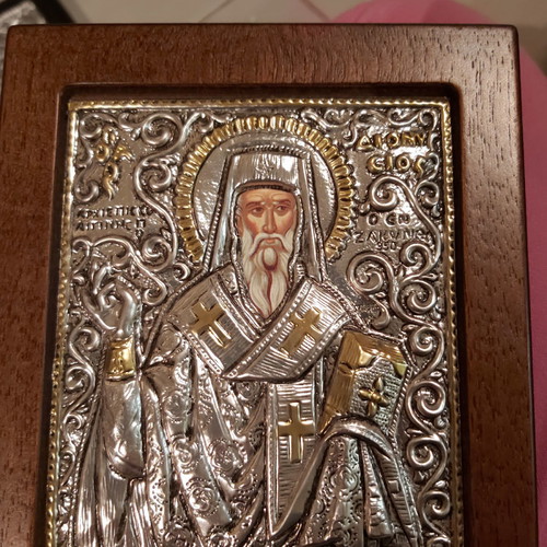 Saint Dionysius Icon genuine silver 13×15