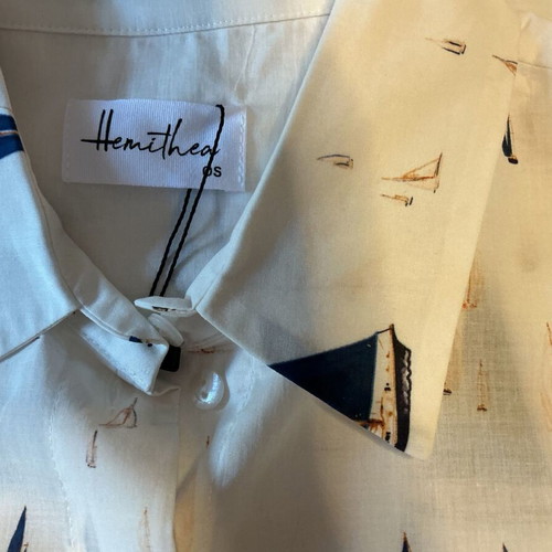 Hemithea Crop Shirt, One Size, white and blue, 100% cotton