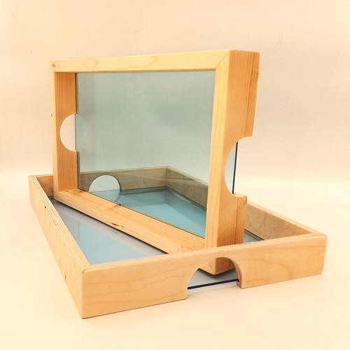 Serving trays new, handmade wood and plexiglass, made in Greece