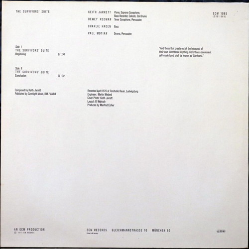 Keith Jarrett The Survivors Suite LP new, jazz