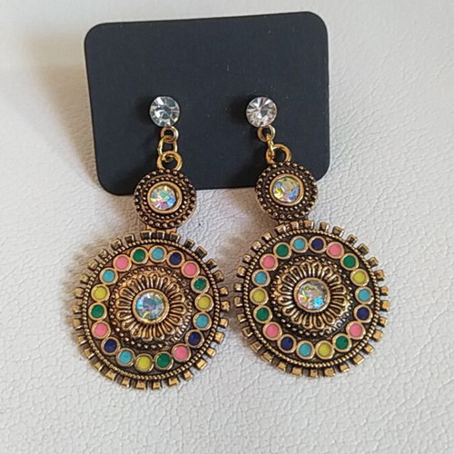 Boho earrings new, gold color, 3.5 cm length