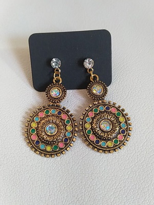 Boho earrings new, gold color, 3.5 cm length