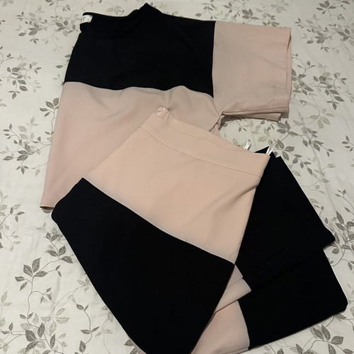 Midi skirt and crop top set like new, black and pink
