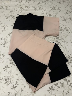 Midi skirt and crop top set like new, black and pink