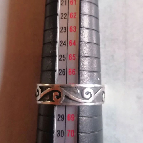Men's silver 925 wedding ring new with spiral wave pattern no 68 (US 12)