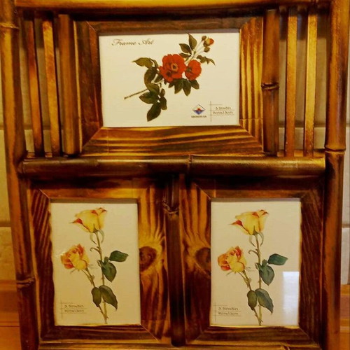 Wooden wall frame new with 3 photo slots