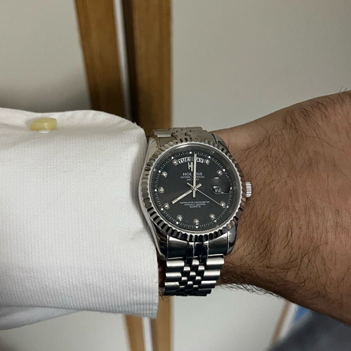 Holuns Datejust 36 mm Quartz watch like new, men's, black-silver