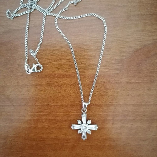 Silver cross 925 with zircon and silver chain 925 new