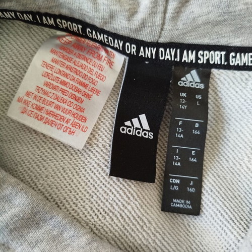 Adidas Essentials Big Logo hoodie, grey, size 13-14 years