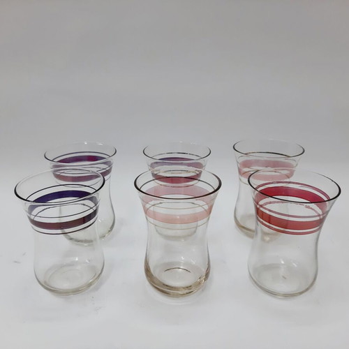 Vintage Azerbaijani Tea Glasses Set of 6 Tulip Shape with Original Box like new