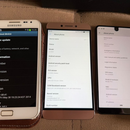 Essential Phone PH-1, Leeco x620, Samsung Galaxy Note SHV-E160S and iPhone 5c set
