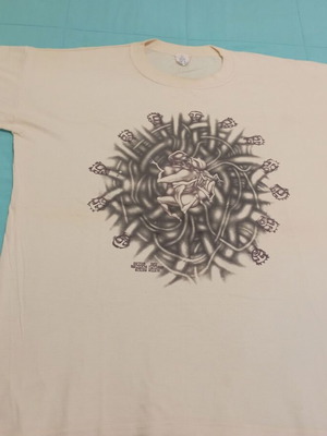 T shirt used, unisex, hand-painted, size XL, beige
