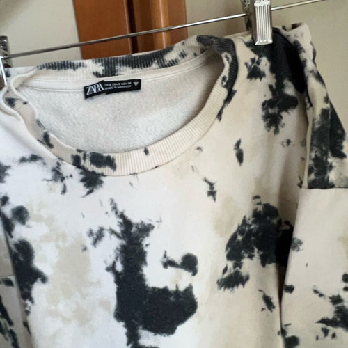Zara set sweatpants and crop top like new, black and beige