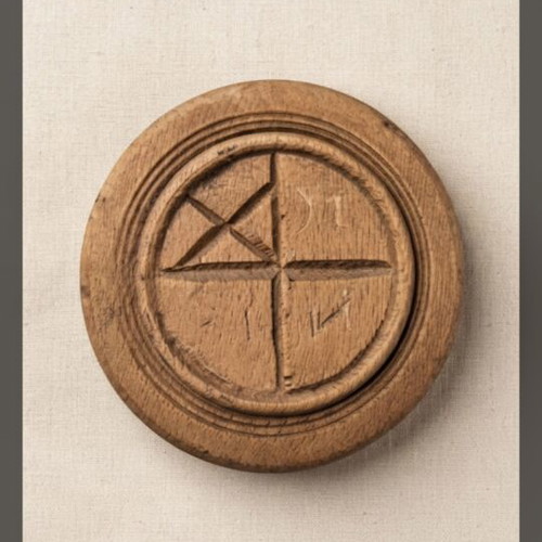 Handmade wooden prosphora stamp with IC XC NI KA cross like new