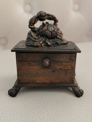 Vintage metal pencil sharpener with Cancer zodiac sign, 1970s