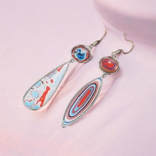 Earrings new with colorful silver tones