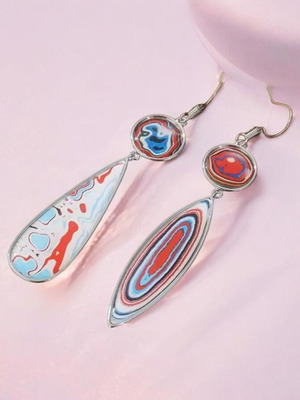 Earrings new with colorful silver tones