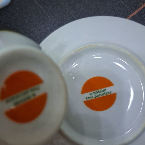 Vintage M. Rossini Fine Porcelane cup set of 3 like new