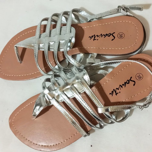 Ancient Greek Silver Gladiator Sandals Size 38 New