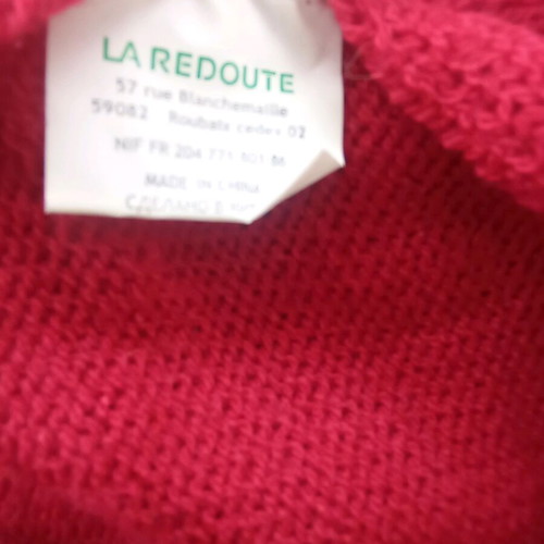 Knitted set La Redoute Collections used, red hat, neck warmer and fingerless gloves