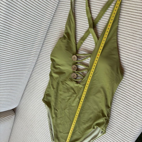 Forebelle swimsuit green pistachio with wooden buttons size M new