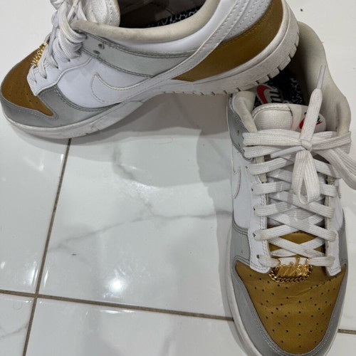Nike Dunk Low athletic shoes like new, size 41, white and gold