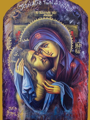Handmade icon The Virgin Mary of Tears new