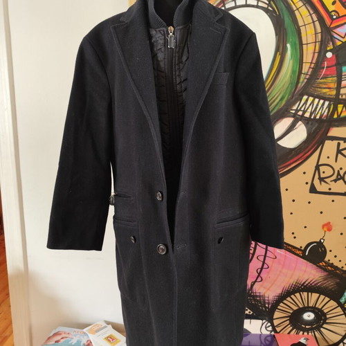 Coat with integrated vest used, shoulder width 44 cm, Benetton black, size S