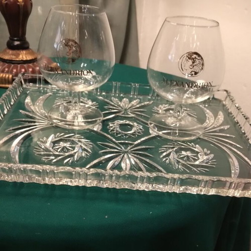 Walther Glass Crystal Serving Tray like new, 31x24 cm