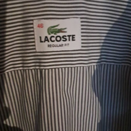 Lacoste striped short-sleeve shirt XL like new, white and blue
