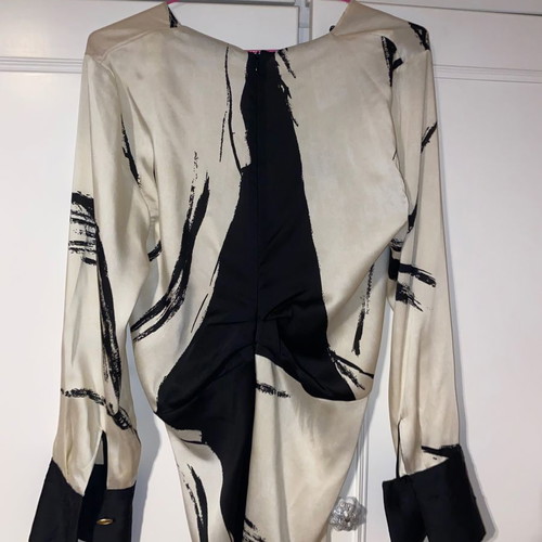 Zara satin black and white blouse medium
