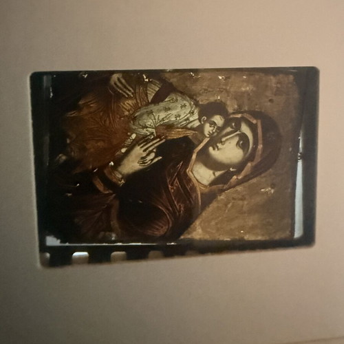 Collectible slides with Byzantine icons, church relics and traditional ceramics, like new