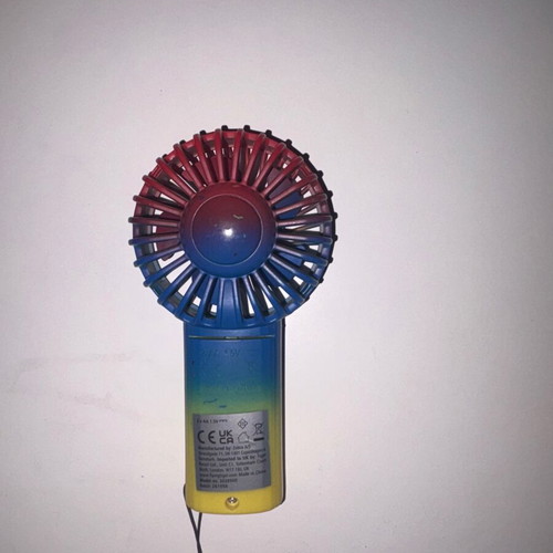 Flying Tiger Copenhagen handheld mini fan rainbow gradient like new