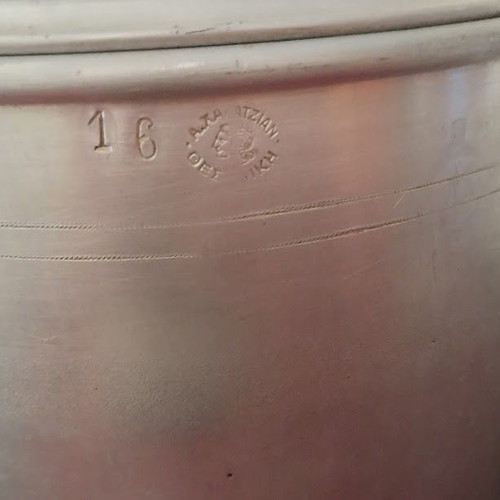 Aluminum storage containers used, set of four vintage decorative pieces