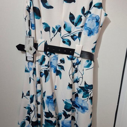 karl lagerfeld blue and white dress Tweed Dress With Pleated Hem | Dresses & Jumpsuits main image 0