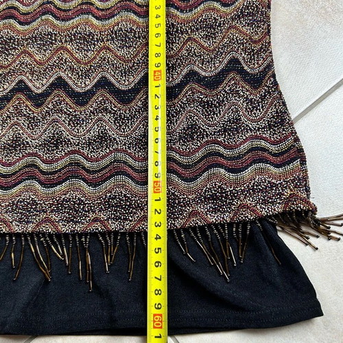 Joseph Ribkoff blouse with zigzag pattern and fringes, like new, size 12 CAN/10 US