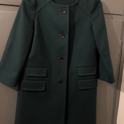 Massimo Dutti woolen coat green like new no collar